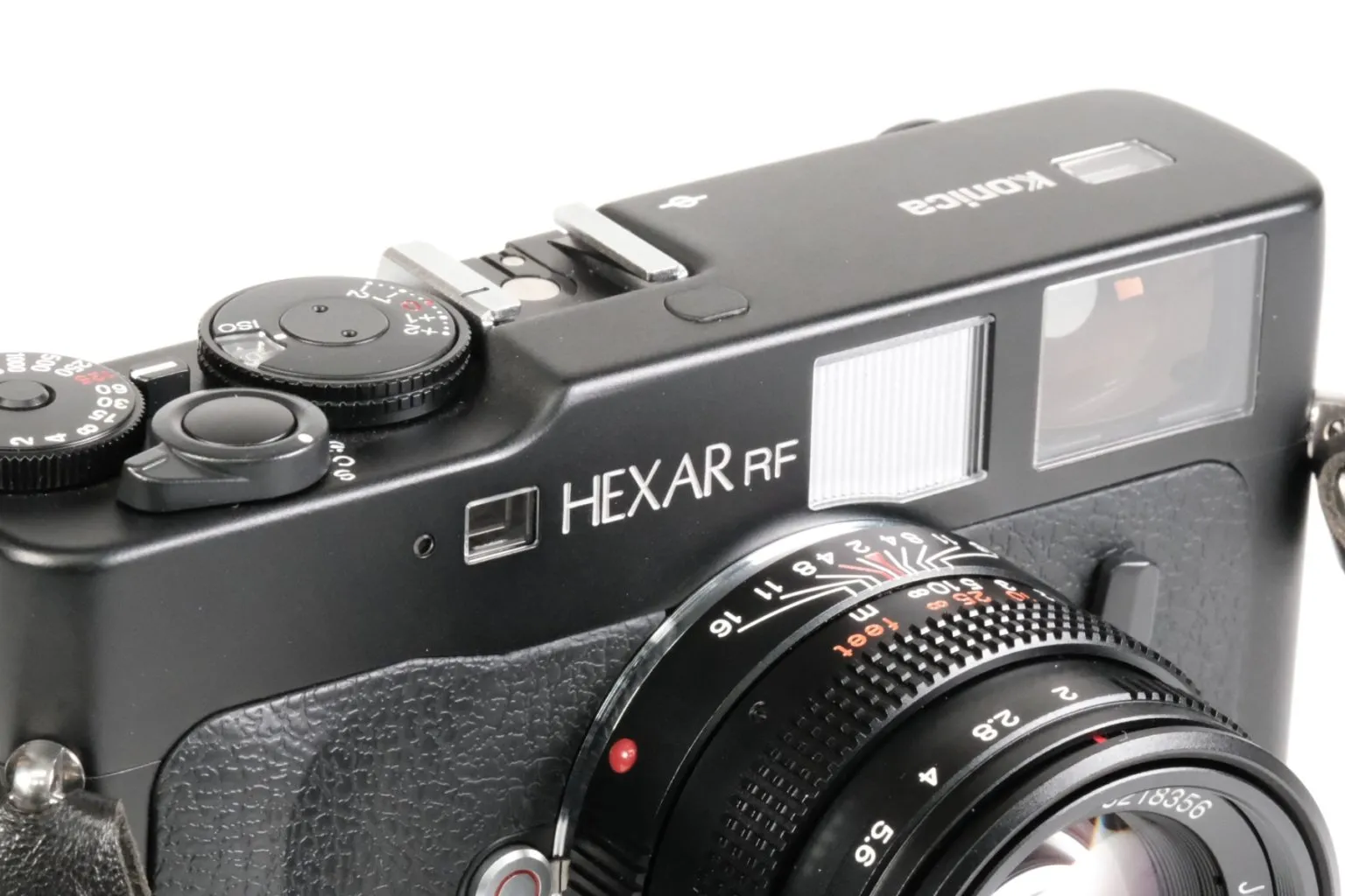 買取したKONICA HEXAR RF をストロボ・ファインダー部分を撮影した写真